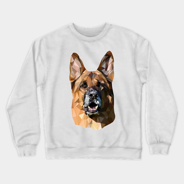 Low Poly Dog German Shepherd Pet Art Style Crewneck Sweatshirt by Monstershirts